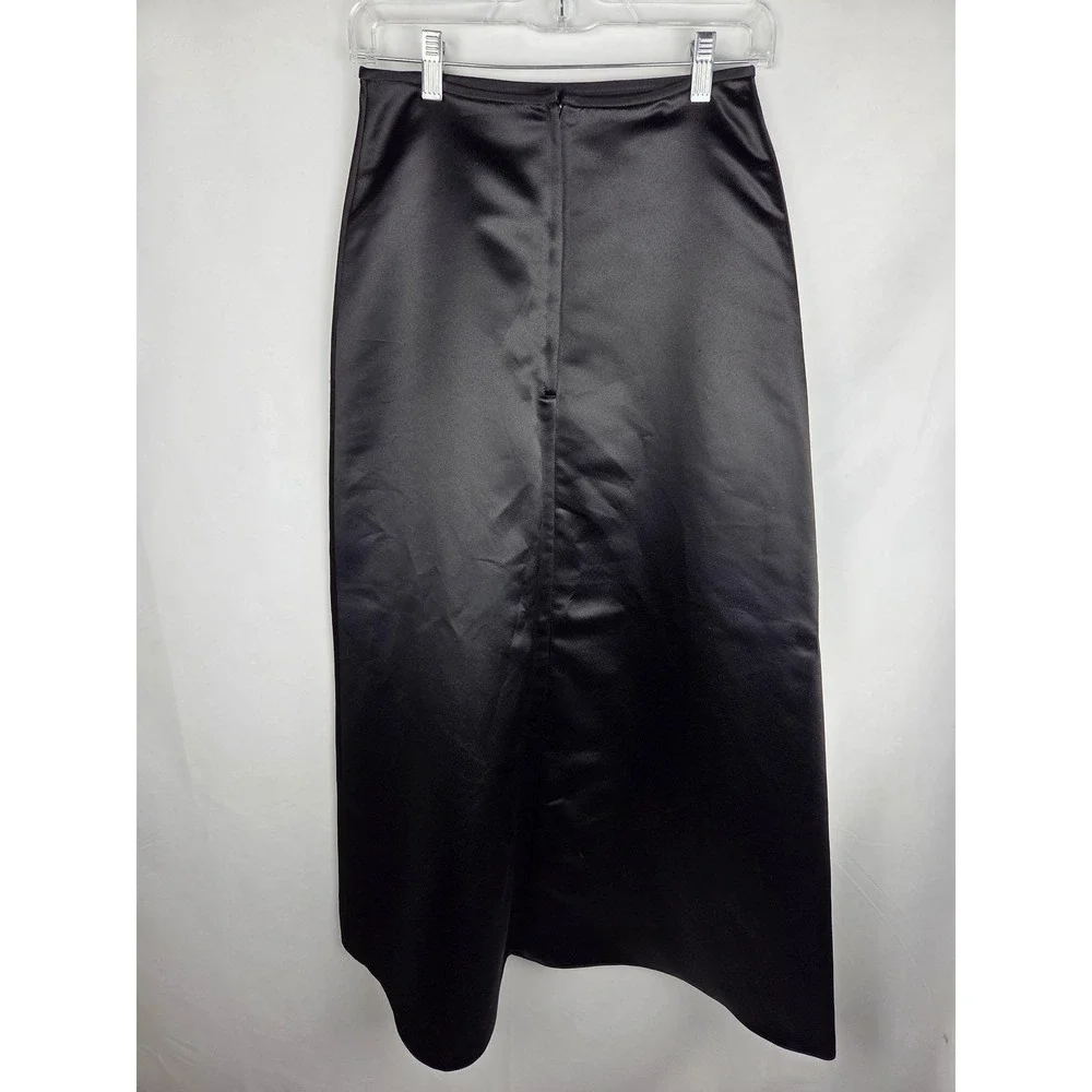 Jessica McClintock Gunne Sax Maxi Skirt 6‎ Black Satin Whimsigoth Vintage EUC!